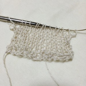 夏用　ストール　棒針編み　透かし編み　メリヤス編み　ショール　長方形　麻　綿麻　コットン　手編み　100均　100円ショップ　キナキナリ　ごしょう